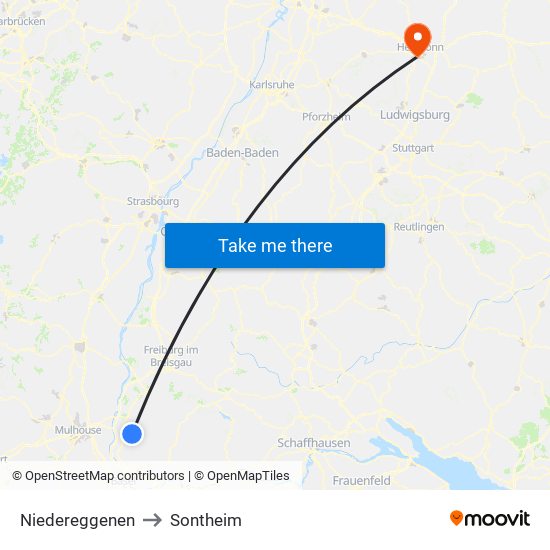 Niedereggenen to Sontheim map