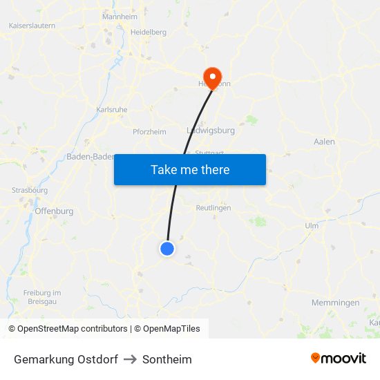 Gemarkung Ostdorf to Sontheim map