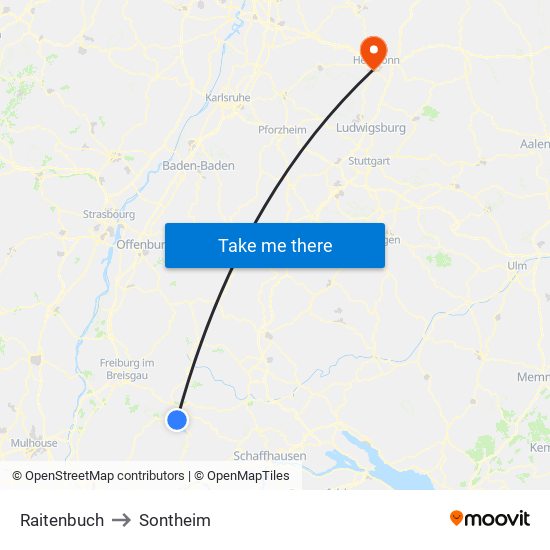 Raitenbuch to Sontheim map