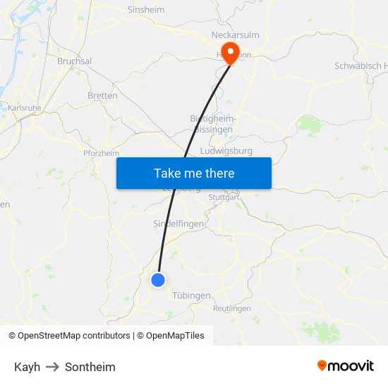 Kayh to Sontheim map