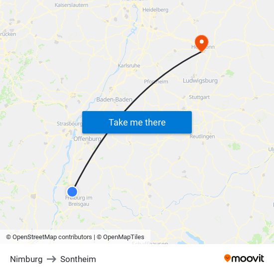 Nimburg to Sontheim map