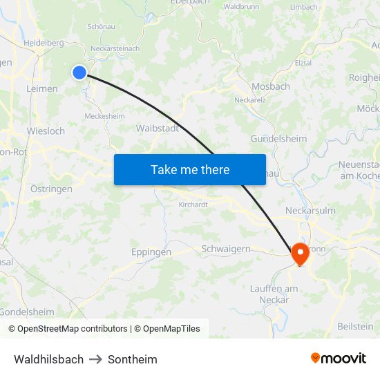 Waldhilsbach to Sontheim map