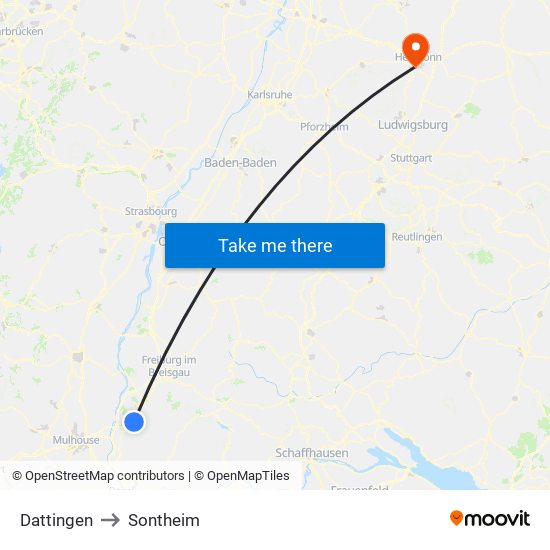 Dattingen to Sontheim map