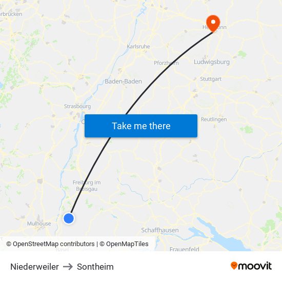 Niederweiler to Sontheim map