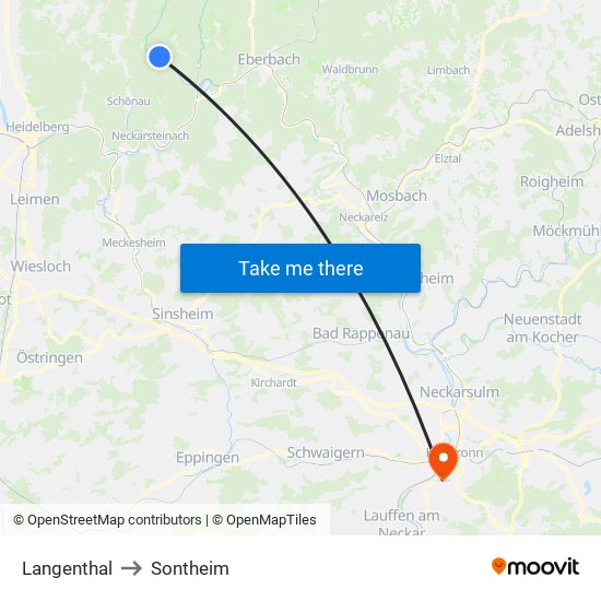 Langenthal to Sontheim map