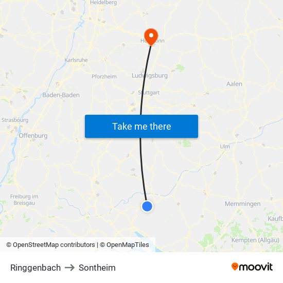 Ringgenbach to Sontheim map