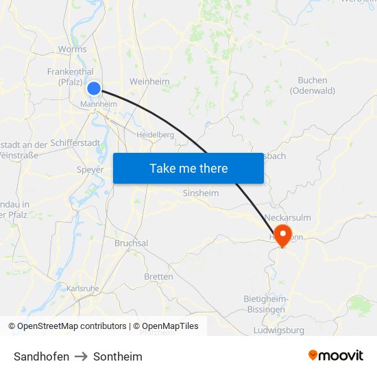 Sandhofen to Sontheim map