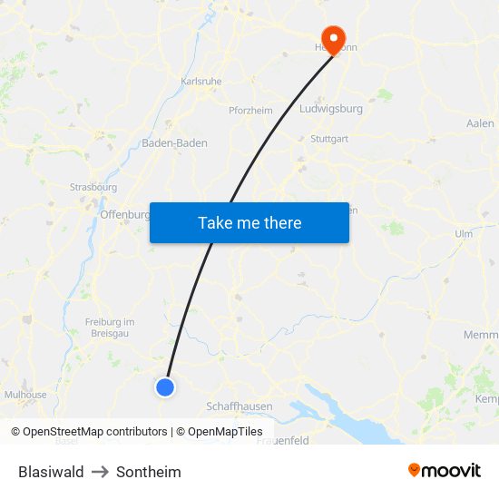 Blasiwald to Sontheim map