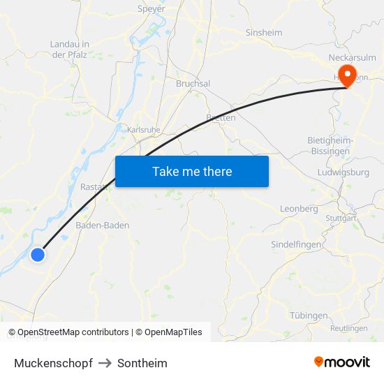 Muckenschopf to Sontheim map