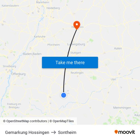 Gemarkung Hossingen to Sontheim map