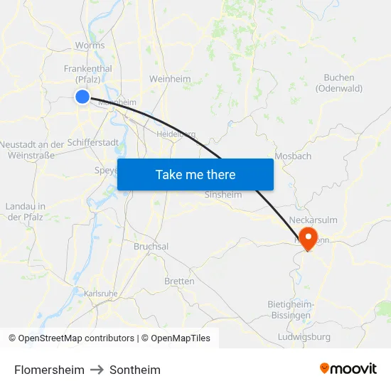 Flomersheim to Sontheim map
