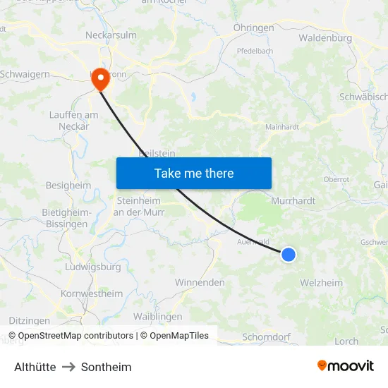 Althütte to Sontheim map
