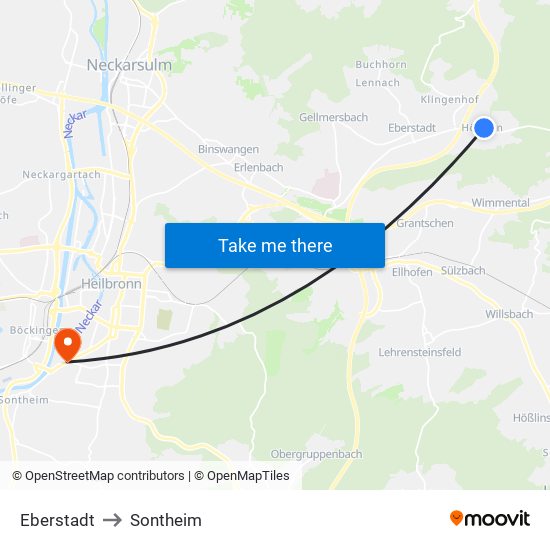 Eberstadt to Sontheim map