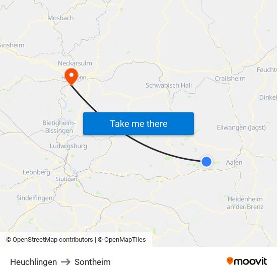 Heuchlingen to Sontheim map