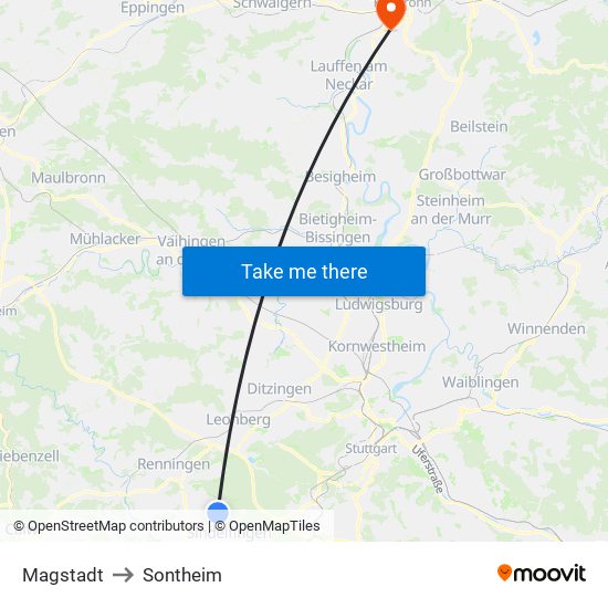 Magstadt to Sontheim map
