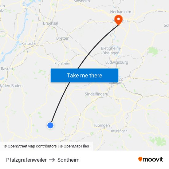 Pfalzgrafenweiler to Sontheim map