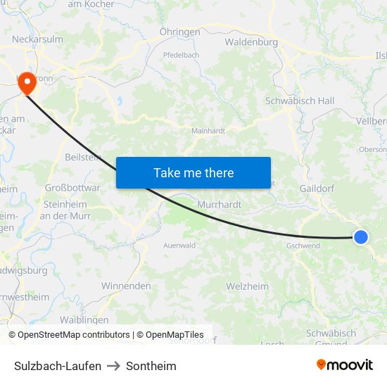 Sulzbach-Laufen to Sontheim map