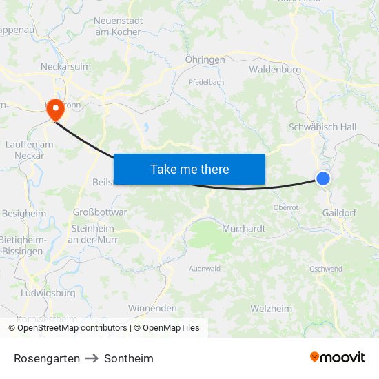 Rosengarten to Sontheim map