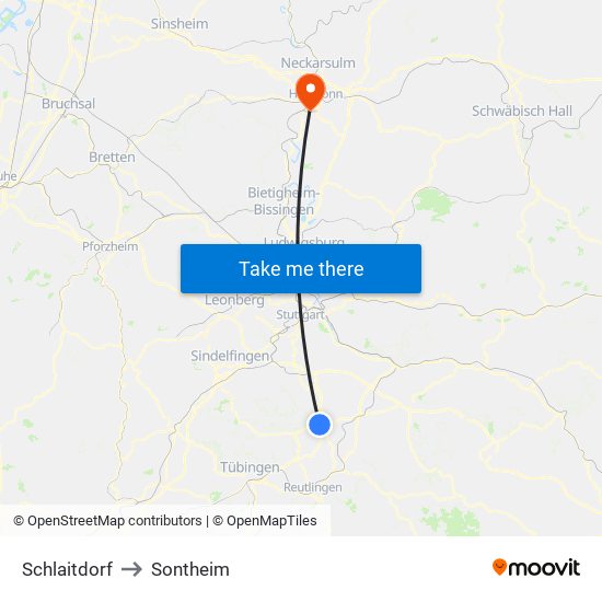 Schlaitdorf to Sontheim map