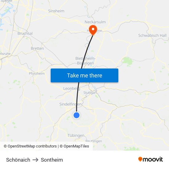 Schönaich to Sontheim map