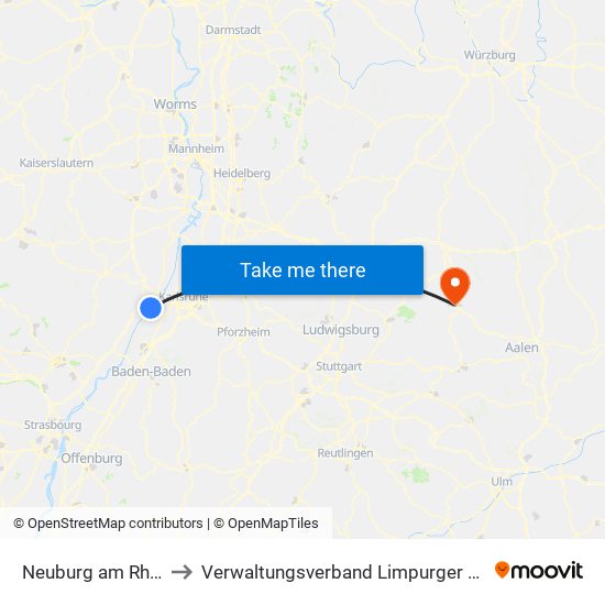 Neuburg am Rhein to Verwaltungsverband Limpurger Land map