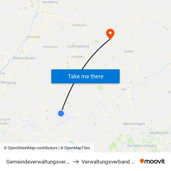 Gemeindeverwaltungsverband Meßstetten to Verwaltungsverband Limpurger Land map