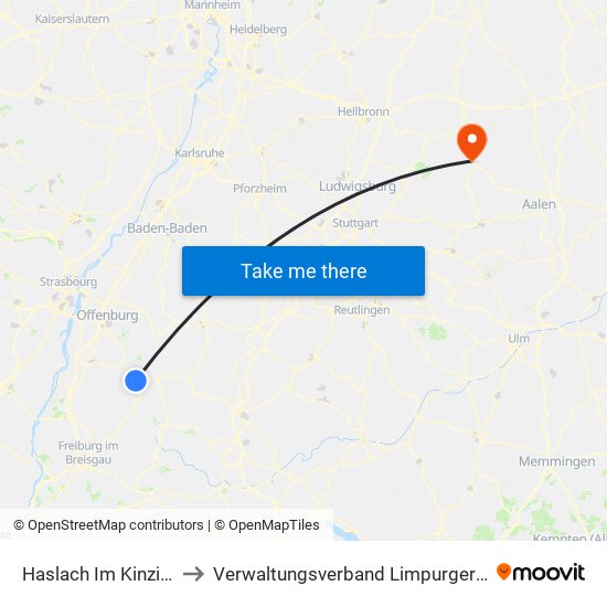 Haslach Im Kinzigtal to Verwaltungsverband Limpurger Land map