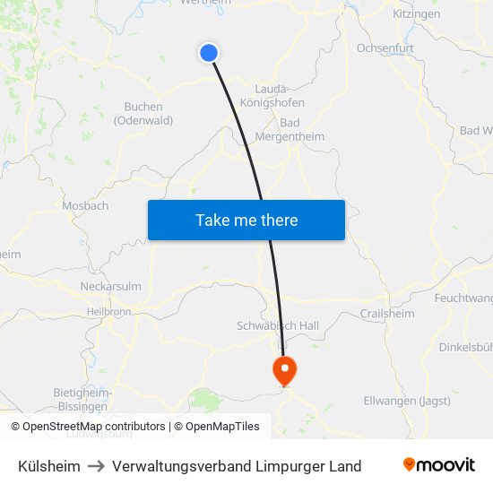 Külsheim to Verwaltungsverband Limpurger Land map