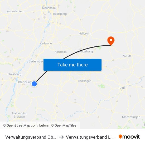 Verwaltungsverband Oberes Renchtal to Verwaltungsverband Limpurger Land map