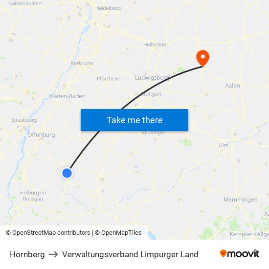 Hornberg to Verwaltungsverband Limpurger Land map