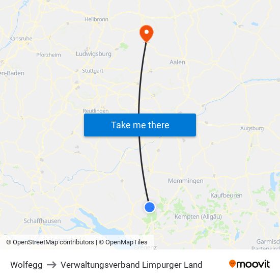 Wolfegg to Verwaltungsverband Limpurger Land map