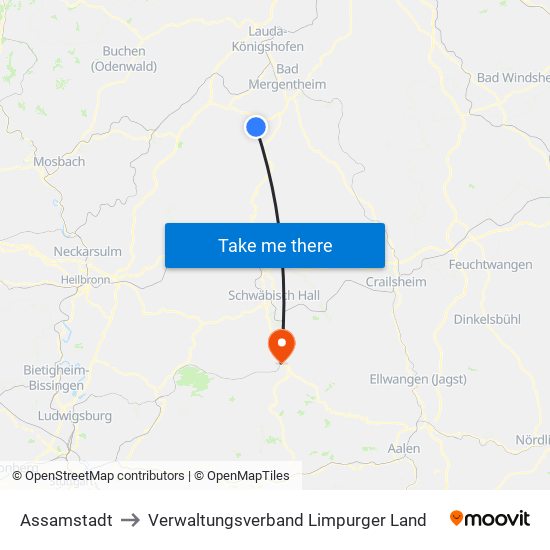 Assamstadt to Verwaltungsverband Limpurger Land map
