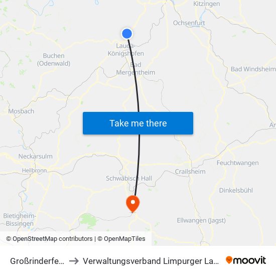 Großrinderfeld to Verwaltungsverband Limpurger Land map