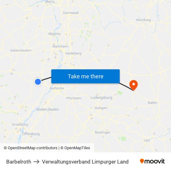 Barbelroth to Verwaltungsverband Limpurger Land map