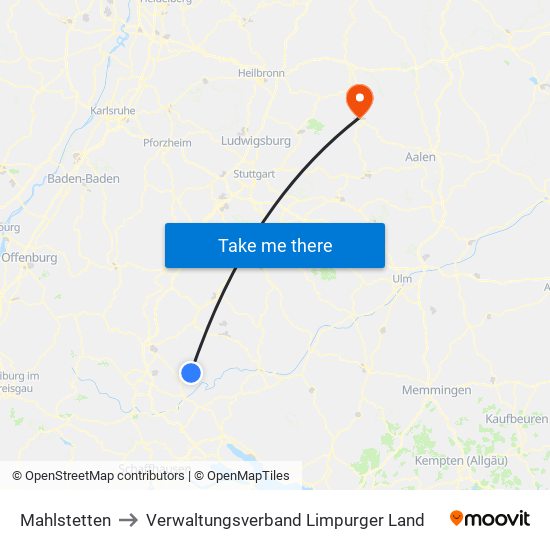 Mahlstetten to Verwaltungsverband Limpurger Land map