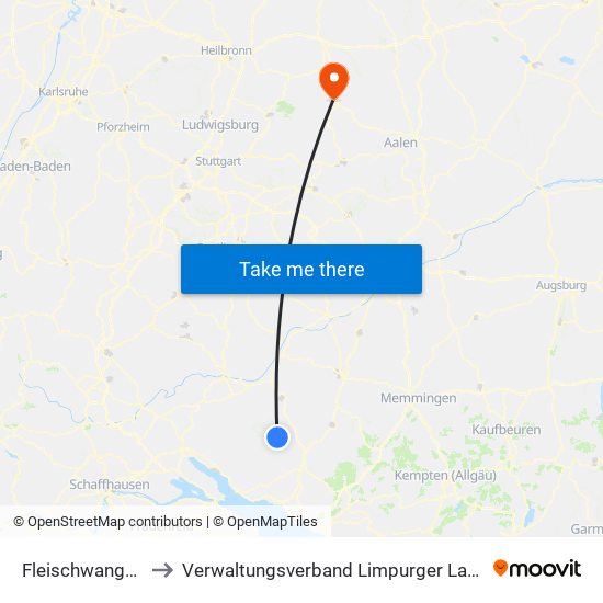 Fleischwangen to Verwaltungsverband Limpurger Land map