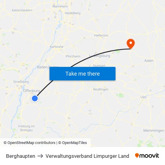 Berghaupten to Verwaltungsverband Limpurger Land map