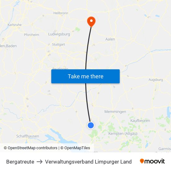 Bergatreute to Verwaltungsverband Limpurger Land map