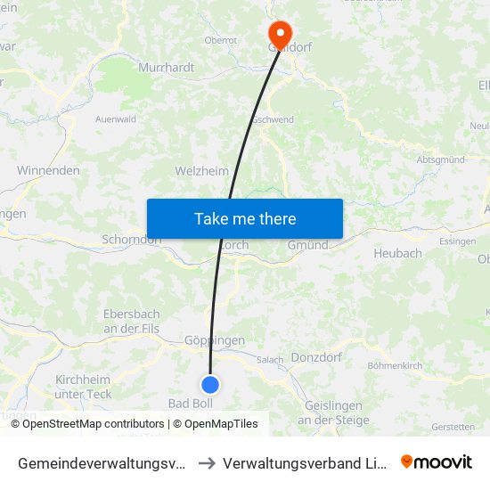 Gemeindeverwaltungsverband Voralb to Verwaltungsverband Limpurger Land map