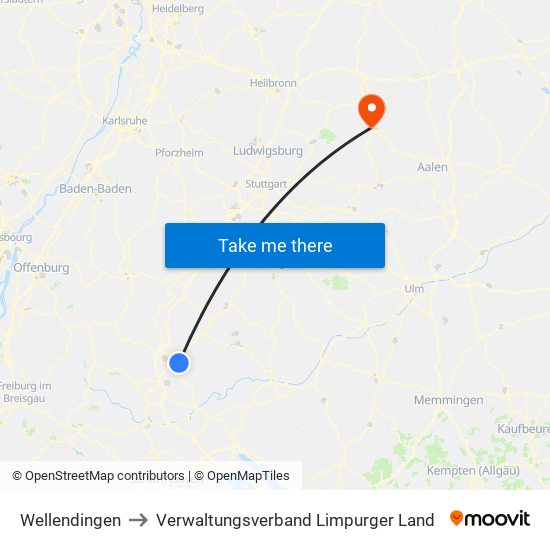 Wellendingen to Verwaltungsverband Limpurger Land map