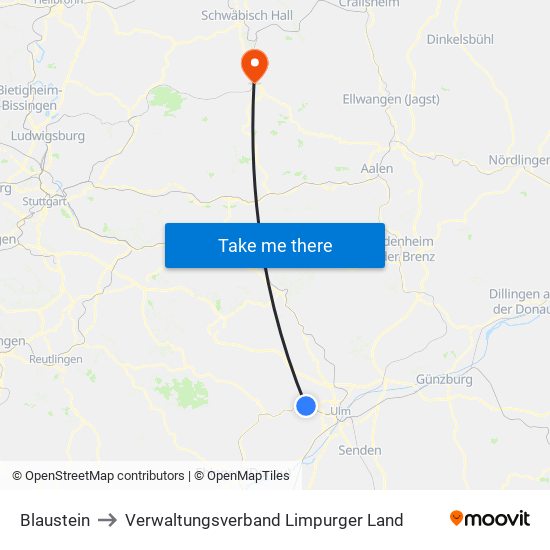 Blaustein to Verwaltungsverband Limpurger Land map