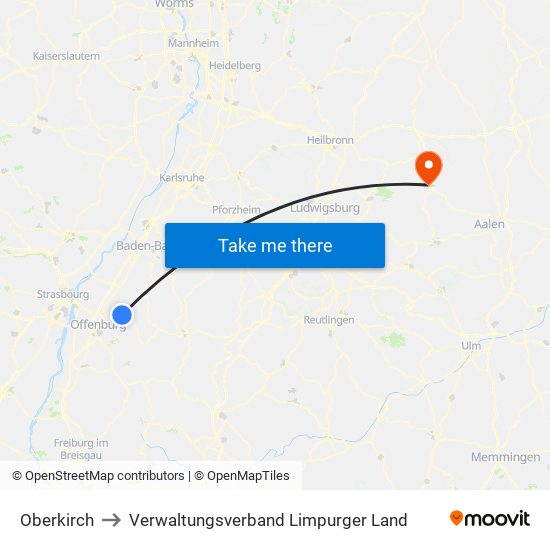 Oberkirch to Verwaltungsverband Limpurger Land map