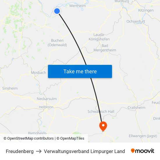 Freudenberg to Verwaltungsverband Limpurger Land map