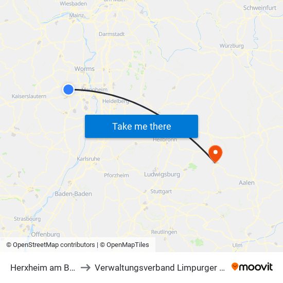 Herxheim am Berg to Verwaltungsverband Limpurger Land map