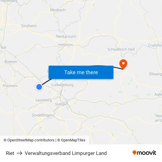 Riet to Verwaltungsverband Limpurger Land map