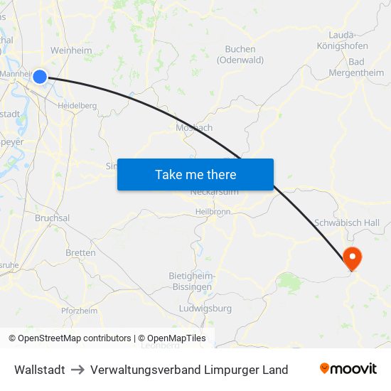 Wallstadt to Verwaltungsverband Limpurger Land map