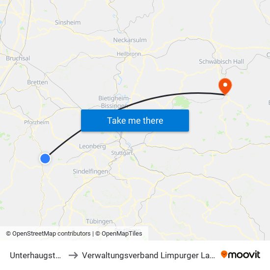 Unterhaugstett to Verwaltungsverband Limpurger Land map