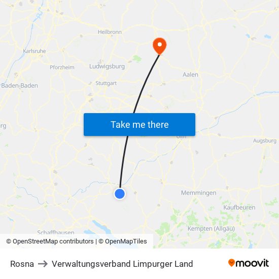 Rosna to Verwaltungsverband Limpurger Land map