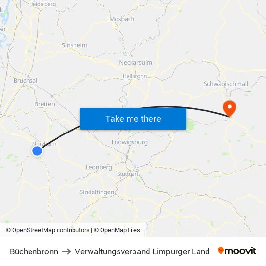 Büchenbronn to Verwaltungsverband Limpurger Land map