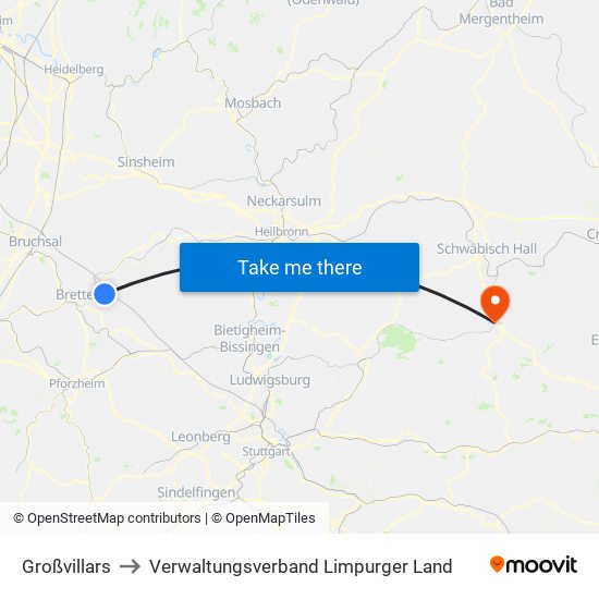 Großvillars to Verwaltungsverband Limpurger Land map
